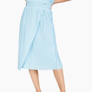 Alfani Womens Drape-Front Pleated Midi Skirt Powder Blue Size L NWT